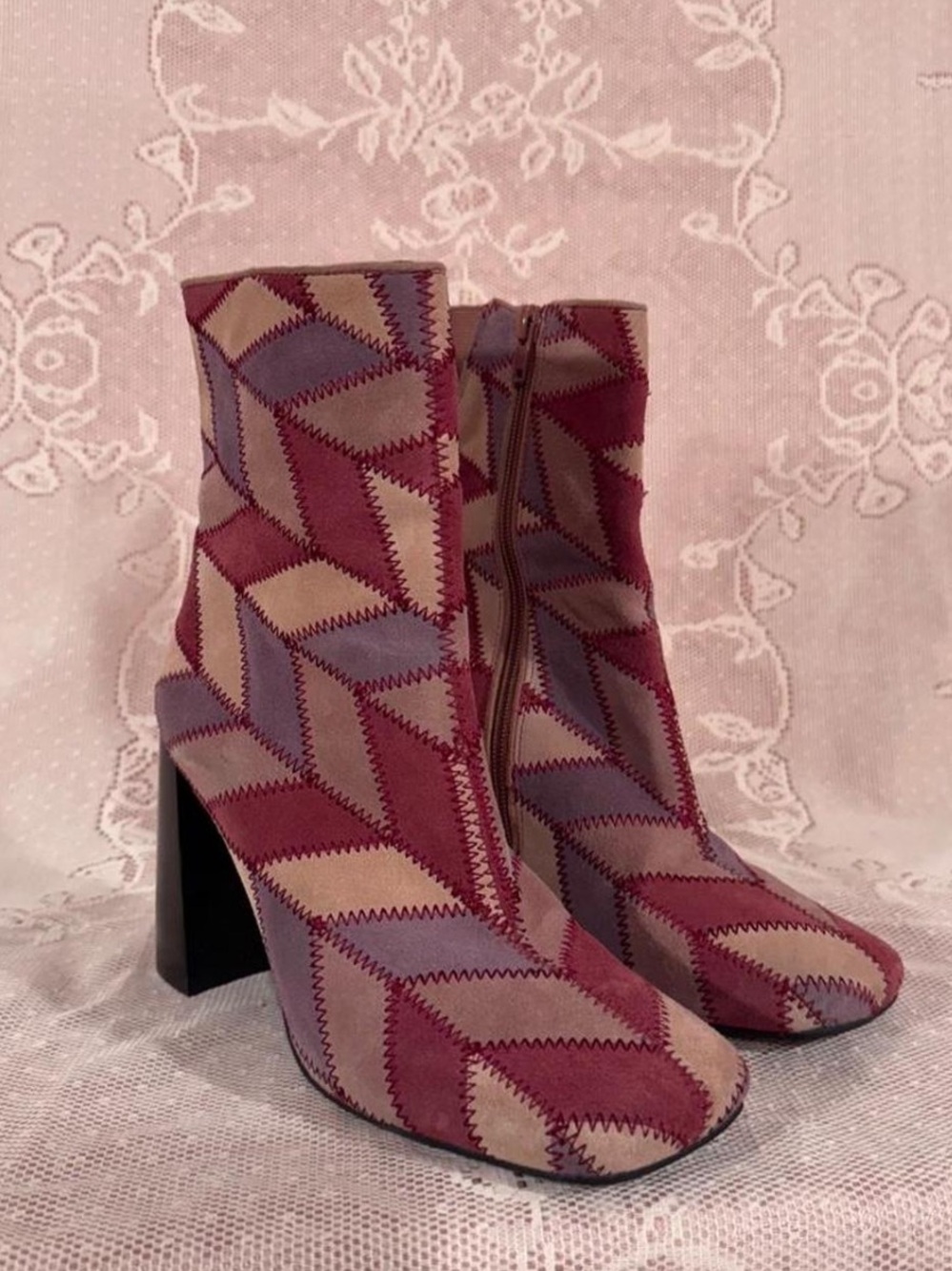 Jeffrey Campbell geometric patchwork ankle boots